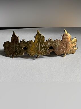 Brass Maple Leaf Barrette - Triple Leaf Design